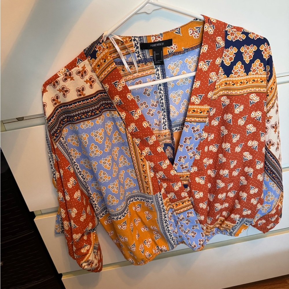 Forever 21 Multicolor Bohemian Blouse Size Small